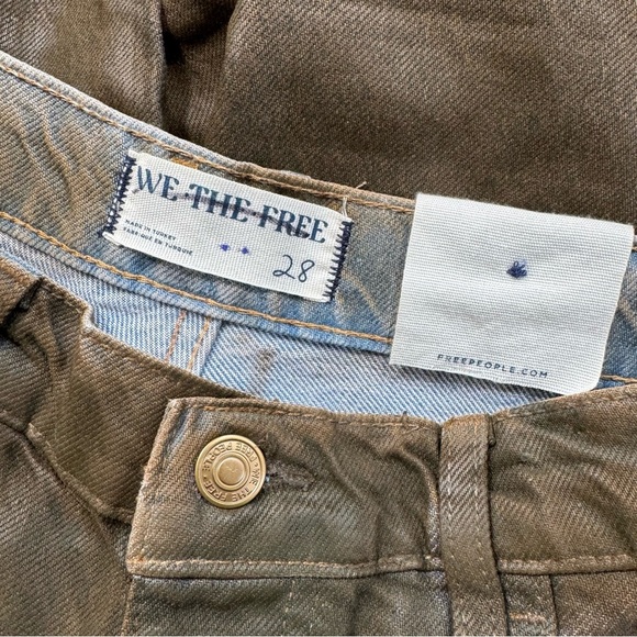 NWT Free People Good Luck Barrel Jeans Faux Leather Coated 28 - Picture 6 of 14